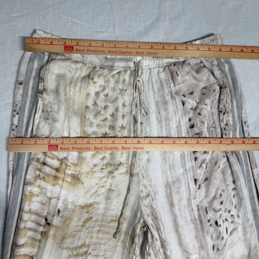 Anthropologie Tiny for Saturday Sunday Women Jogger Pants L Beige Brown Abstract